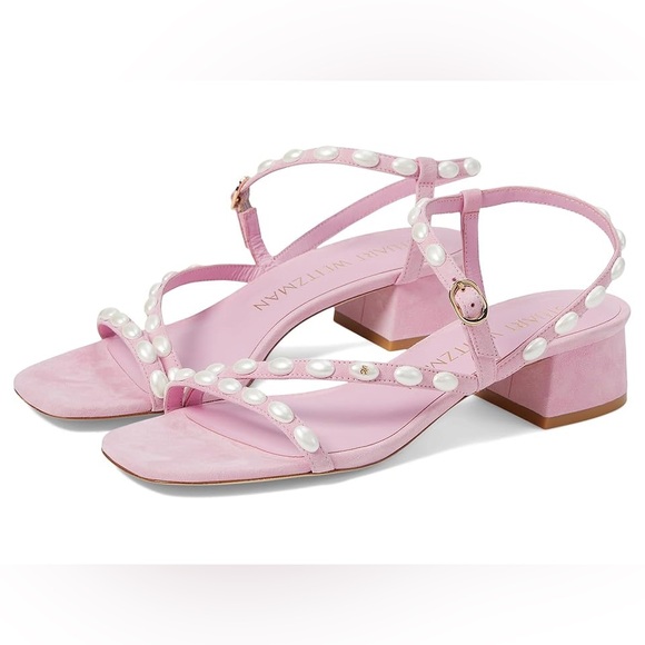 Stuart Weitzman Shoes - STUART WEITZMAN Pearlita 35 Faux Pearl-embellished Suede Sandals In Blossom 10